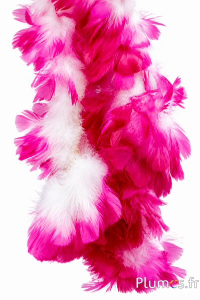 Putenkragen - Länge der Federn 10 cm - weiss Spitze pink